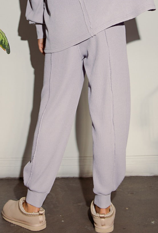 Break Routine Lavender Waffle Knit Jogger Pants