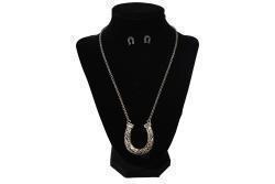 Silver Strike Floral Horseshoe Silver Earring & Necklace Set
