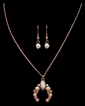 Silver Strike Ivory Copper Squash Blossom Necklace & Earring Set