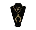 Gold Horseshoe Earring and Necklace Set