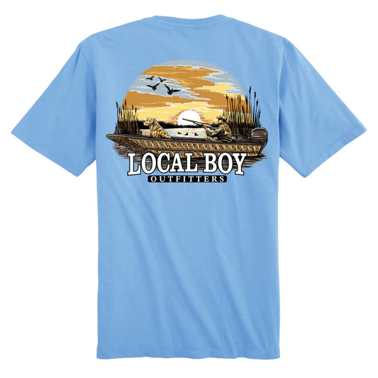 Local Boy Men's Washed Denim Blue Sunset Hunt Tee