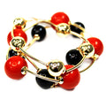Red and Gold 2 Piece Beaded Bracelet