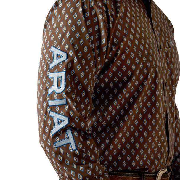 Ariat Men's Brown Light Blue Team Logo Oak Shirt