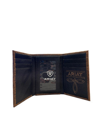 Ariat Men's Trifold Ostrich Print Floral Wallet