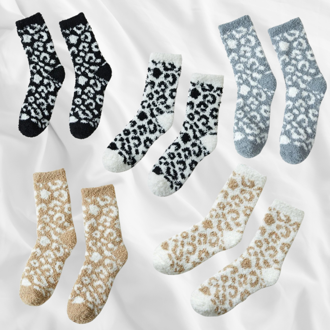 Leopard Fuzzy Socks -5 Colors