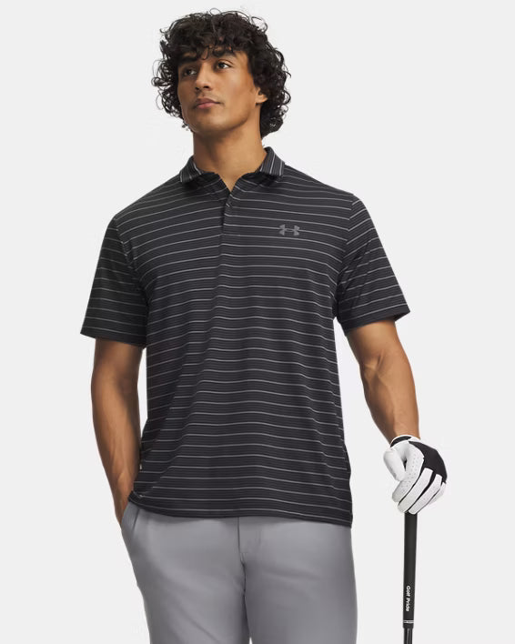 Under Armour men's Matchplay stripe polo, shown in one of four available colors