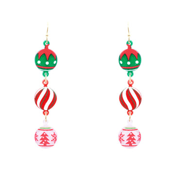 Acrylic 3 Drop Christmas Ornament Earring