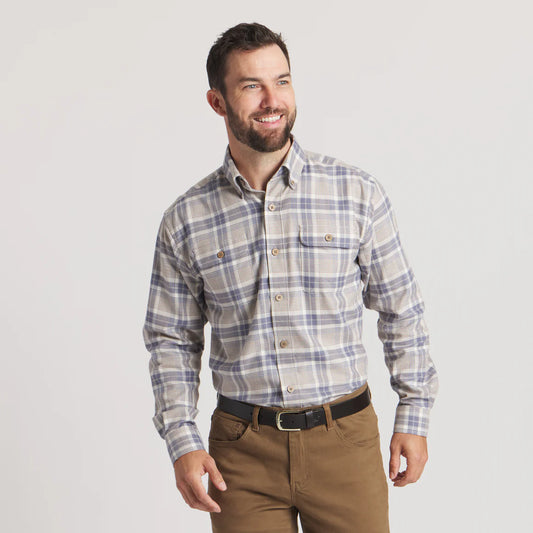Southern Marsh Men's Oatmeal & Blue Randolph Plaid Flannel
