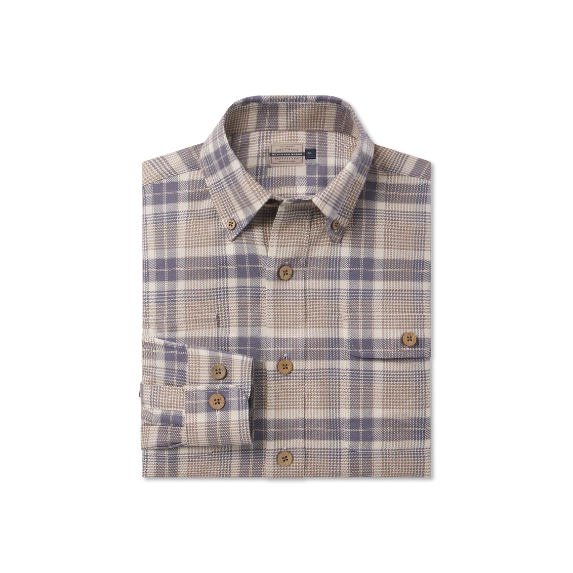 Southern Marsh Men's Oatmeal & Blue Randolph Plaid Flannel