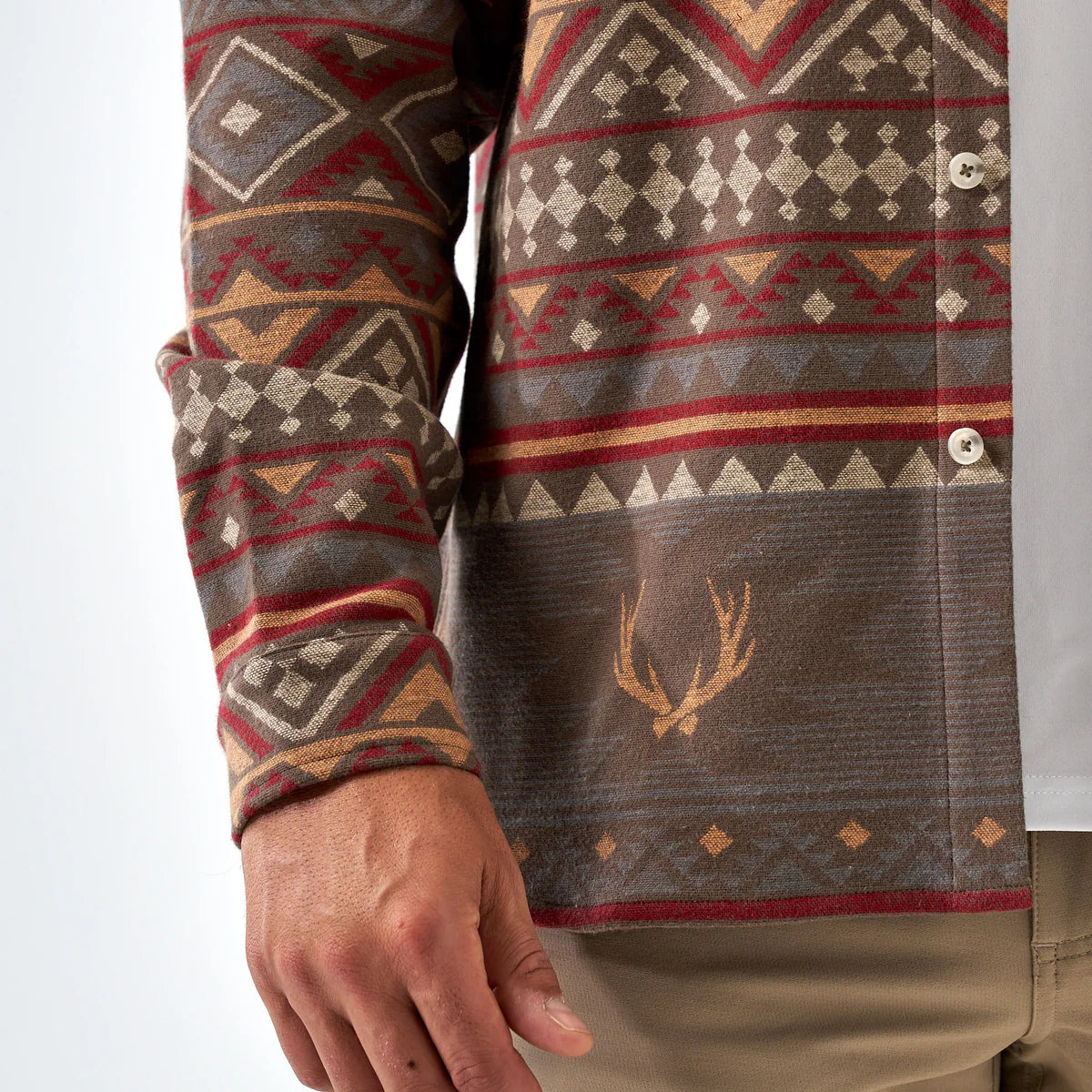 Burlebo Men's Vintage Heavyweight Whitetail Aztec Brown Flannel