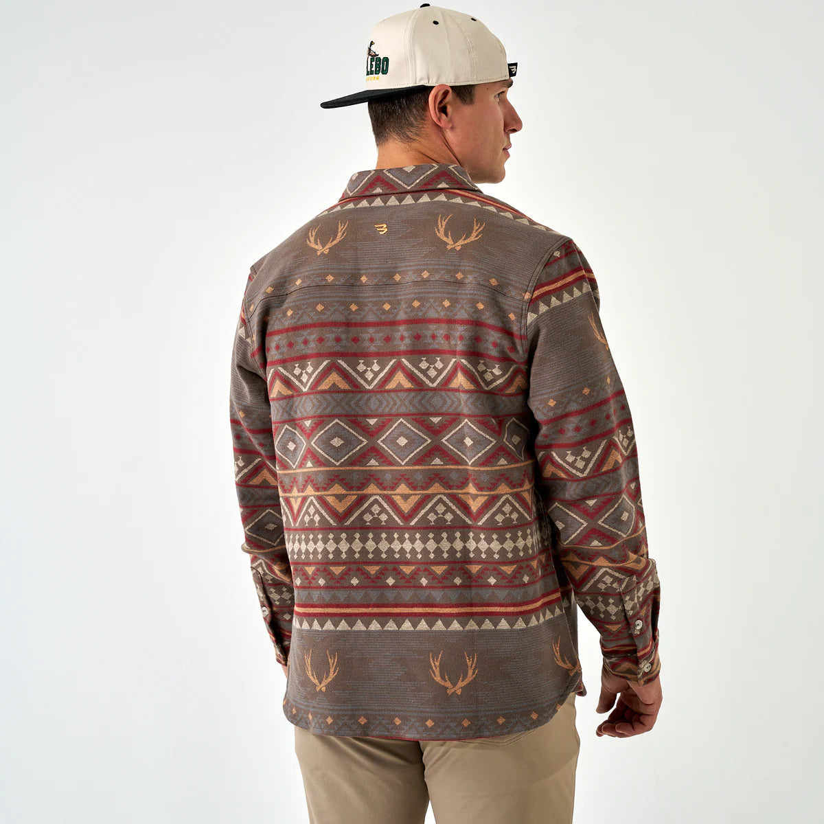 Burlebo Men's Vintage Heavyweight Whitetail Aztec Brown Flannel