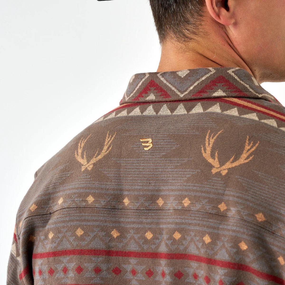 Burlebo Men's Vintage Heavyweight Whitetail Aztec Brown Flannel