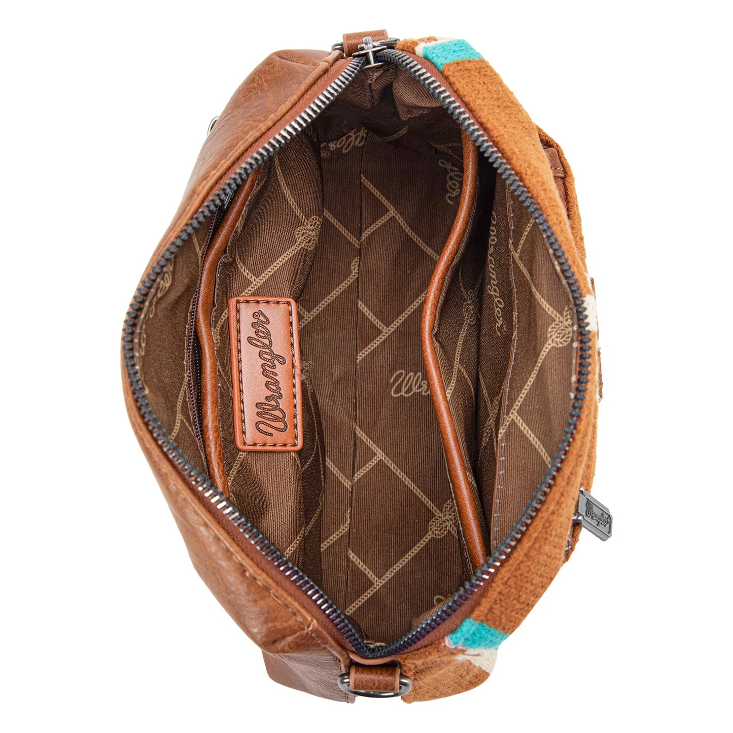 Wrangler Southwestern Brown Knitted Crossbody Bag