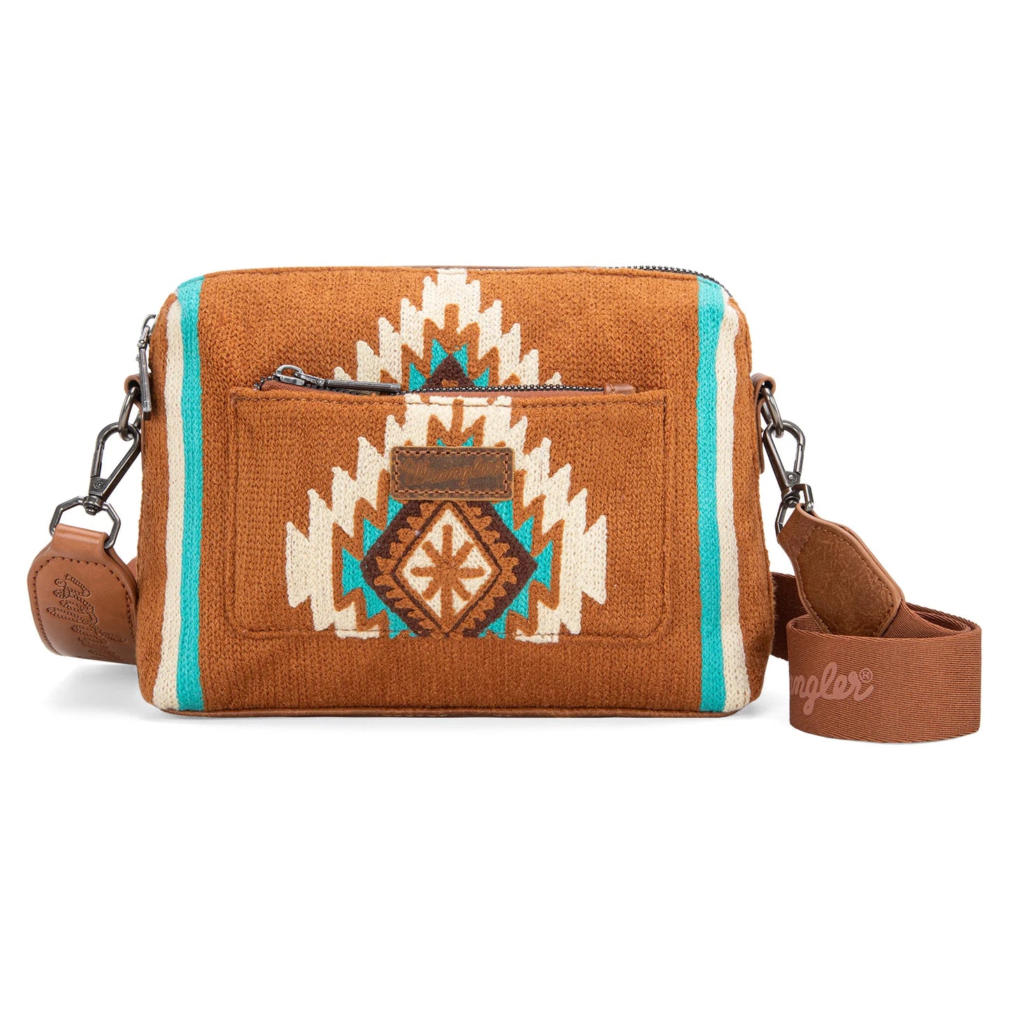 Wrangler Southwestern Brown Knitted Crossbody Bag