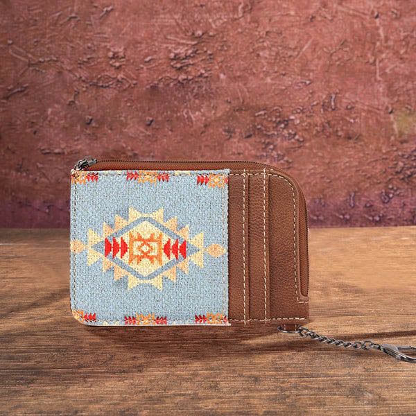 Wrangler Southwestern Brown Art Print Mini Zip Card Case