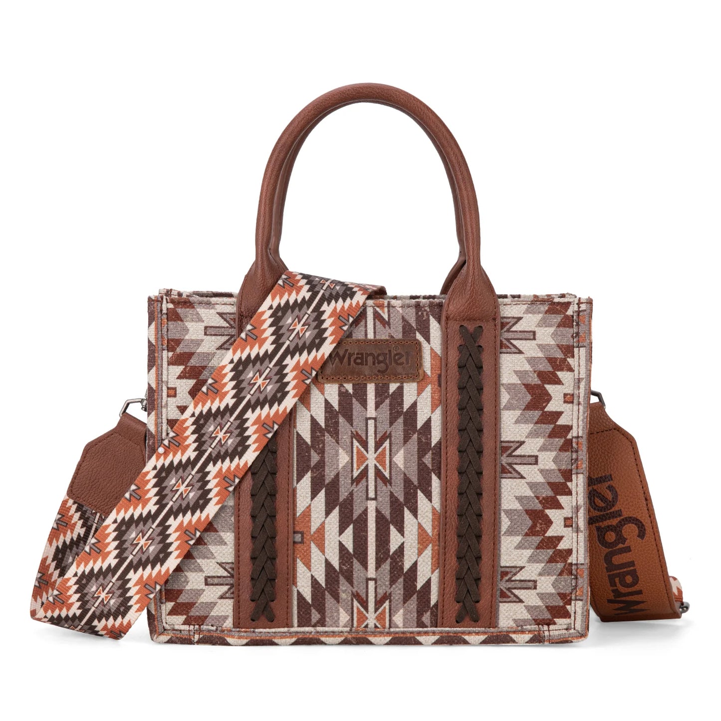 Wrangler Southwestern Brown Dual Sided Print Tote Bag/Crossbody