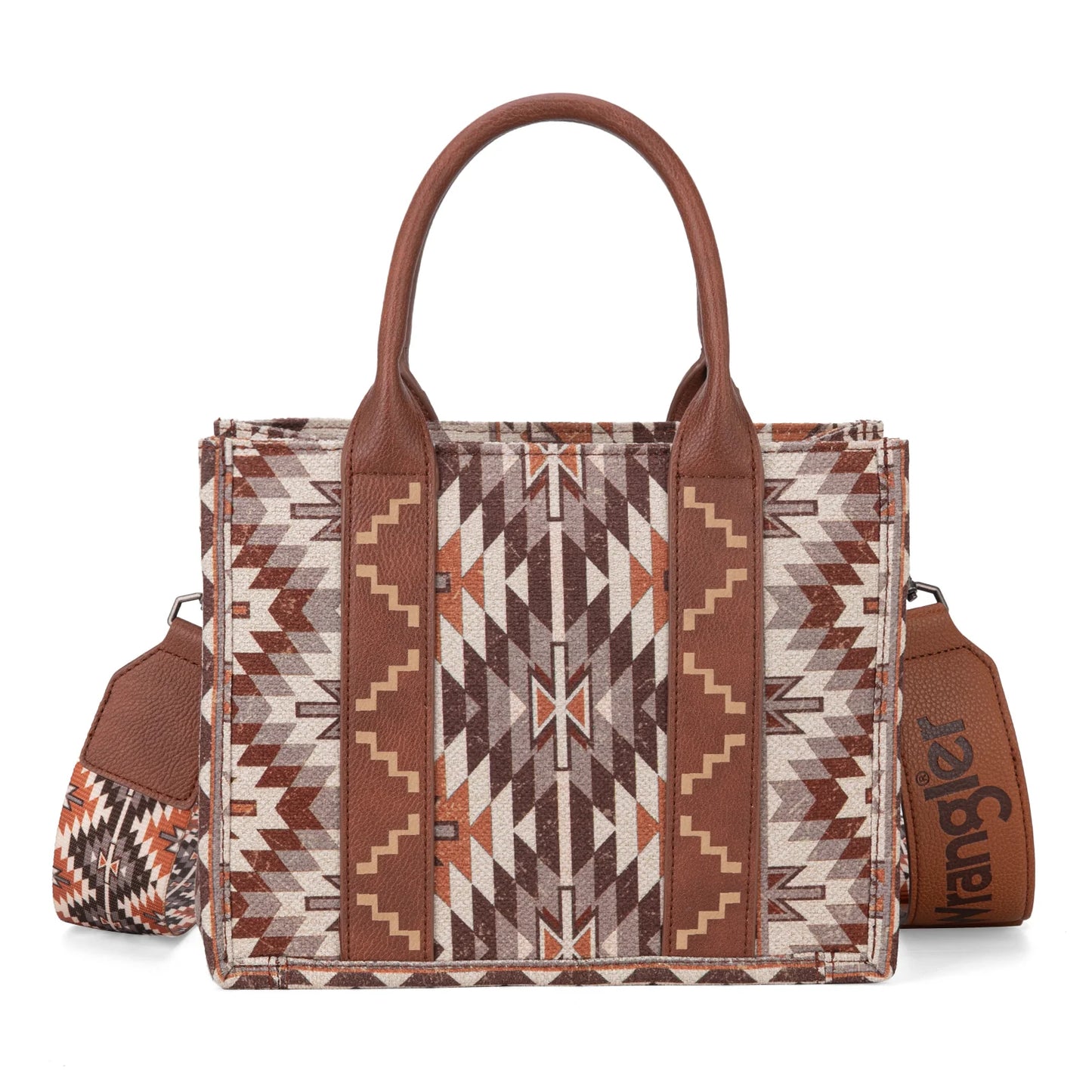 Wrangler Southwestern Brown Dual Sided Print Tote Bag/Crossbody