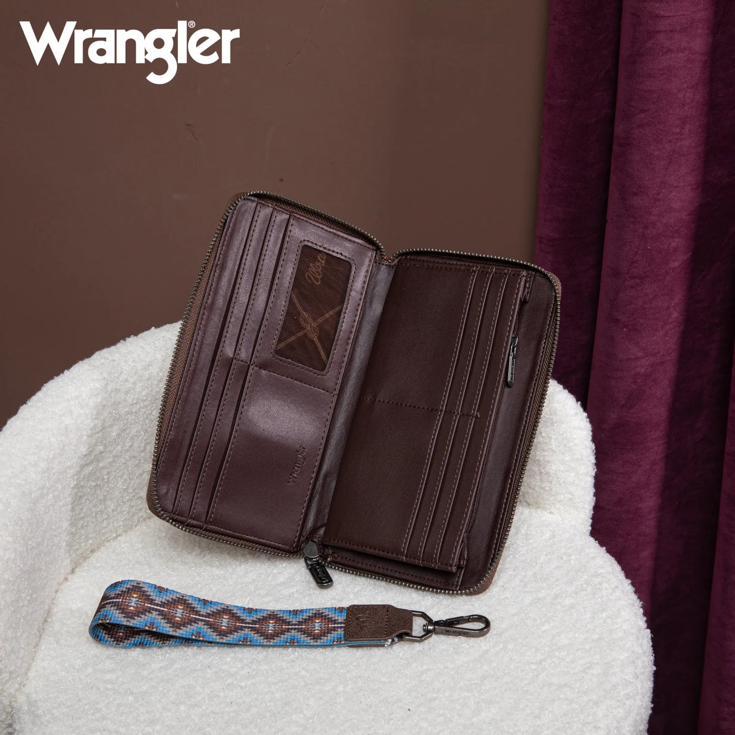 Wrangler Southwestern Art Print Wallet - Coffee