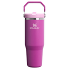 Stanley IceFlow Flip Straw Tumbler 30oz in Dark Blossom, front view with handle up