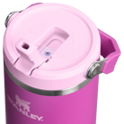 Stanley IceFlow Flip Straw Tumbler in Dark Blossom, close-up of pink flip straw lid