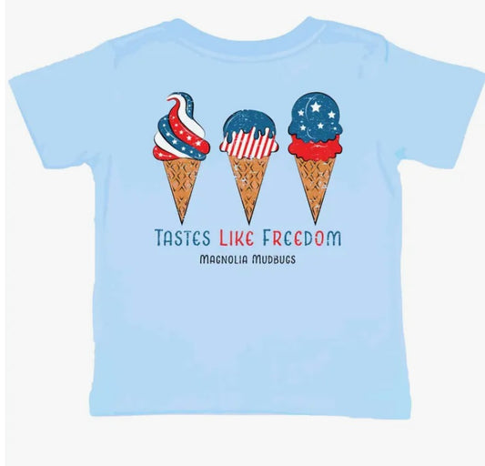 Taste Of Freedom Patriotic Kids Blue Tee