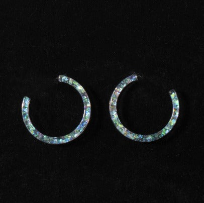 Silver Strike Resin Glitter Hoop Earring