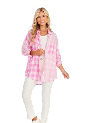 Jameson Button Down Top- Pink