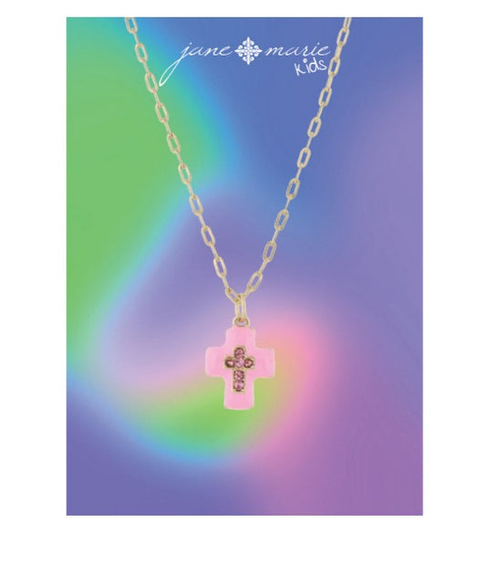 Kids Pink Cross Necklace