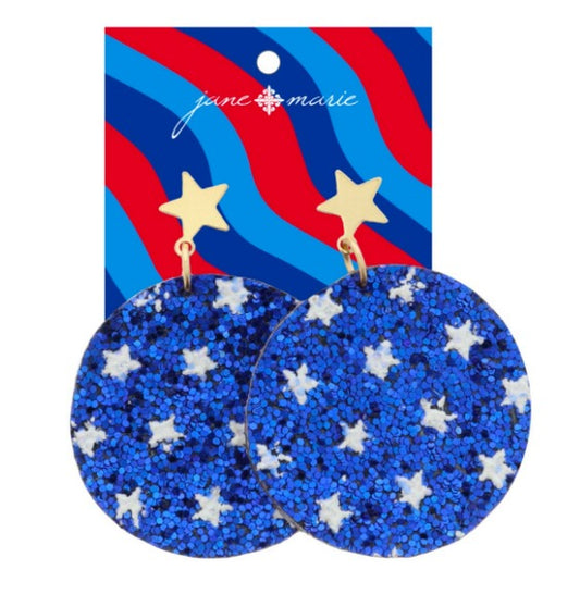 Glitter Blue Star Earrings