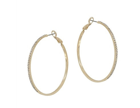 Gold Rhinestone Hoop Earring