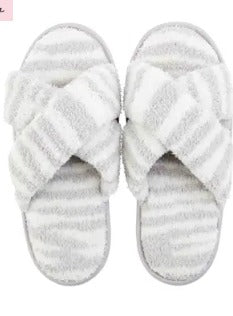 Grey Zebra Chenille Slippers
