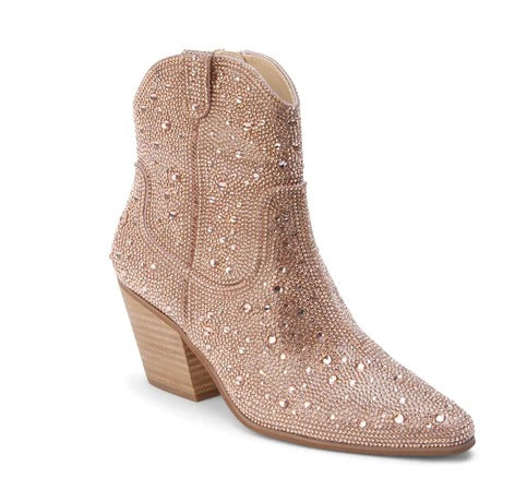 Harlow Western Ankle Boot- Rose Gold