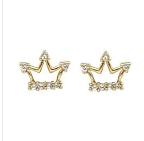 Crown Gold Crystal Stud Earrings