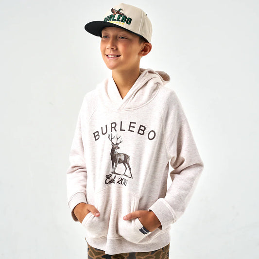 Burlebo Youth Fleece Whitetail Deer Oatmeal Hoodie