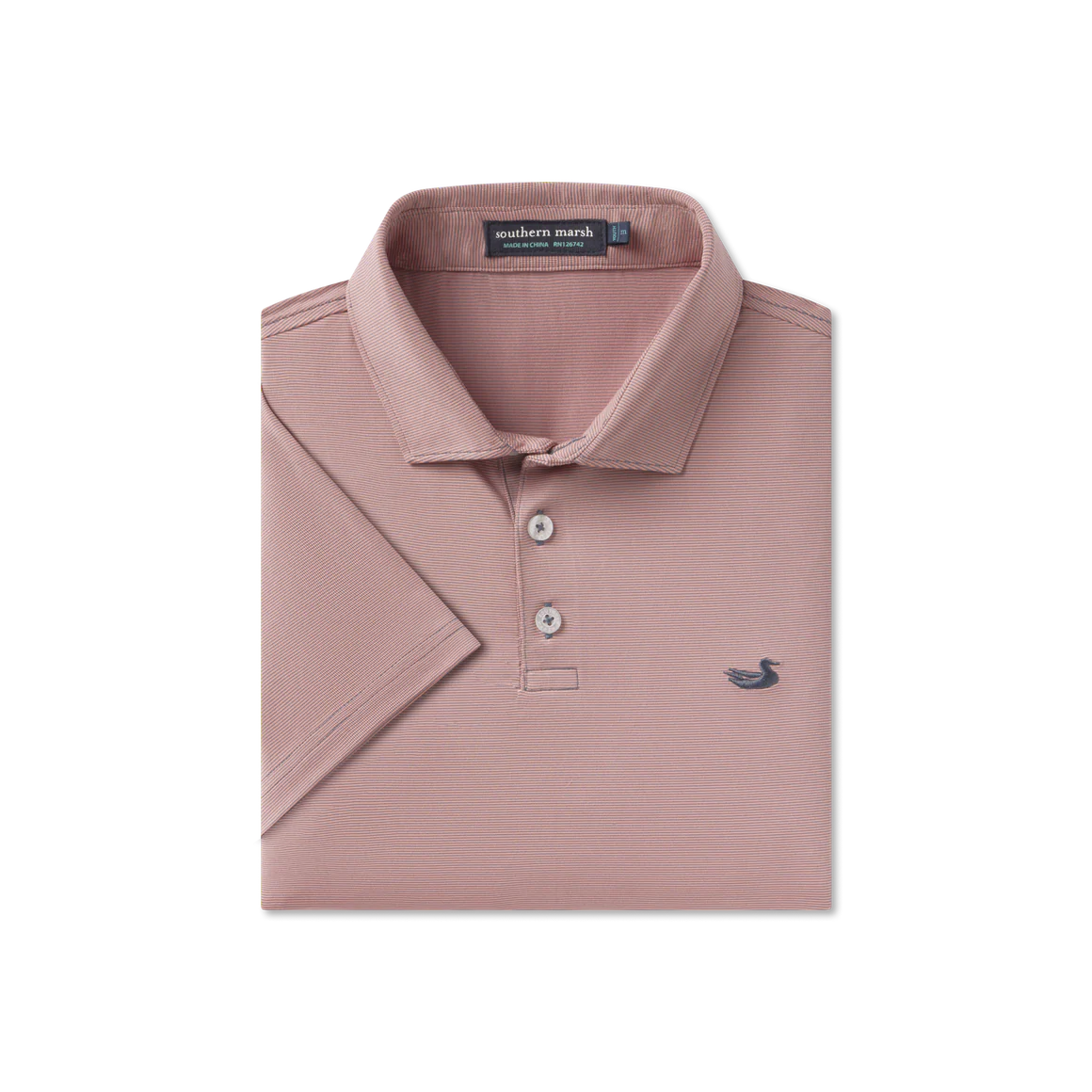 Youth Bermuda Performance Polo - Peach Wellington Stripe