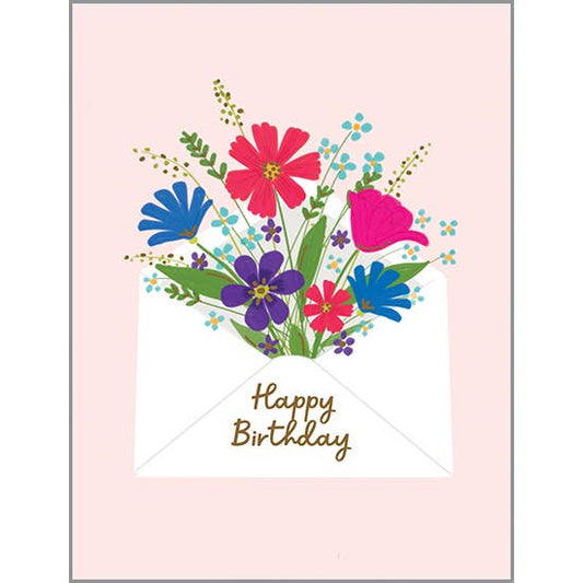 Birthday Greeting Card - Envelope Bouquet