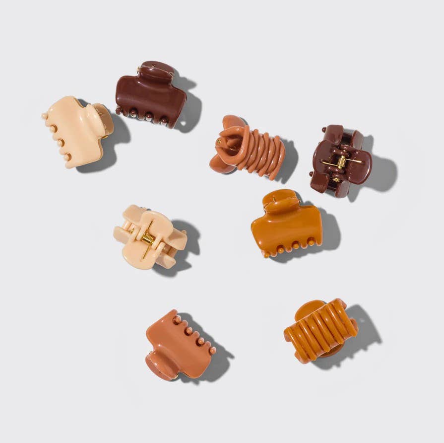 Kitsch Sedona mini cloud claw clips in brown, tan and cream laid flat
