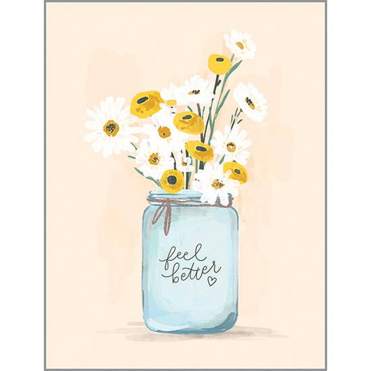 Get Well Greeting Card - Jar of Daisies