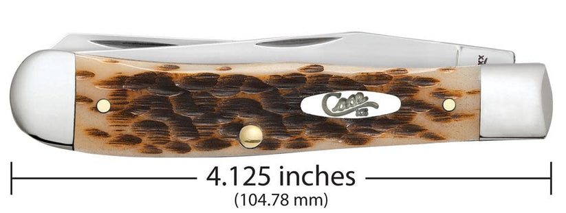 Case Peach Seed Jig Amber Bone Trapper with Clip Knife