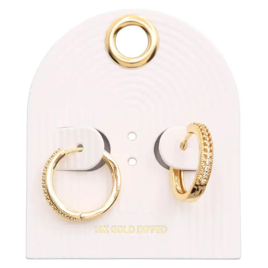 18K Gold Dipped Rhinestone Hoop Earring