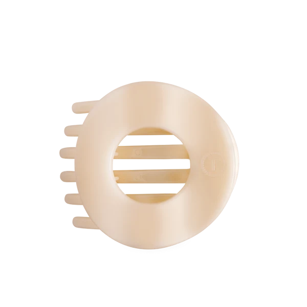 Teleties Almond Beige Large Flat Circle Hair Clip, front view