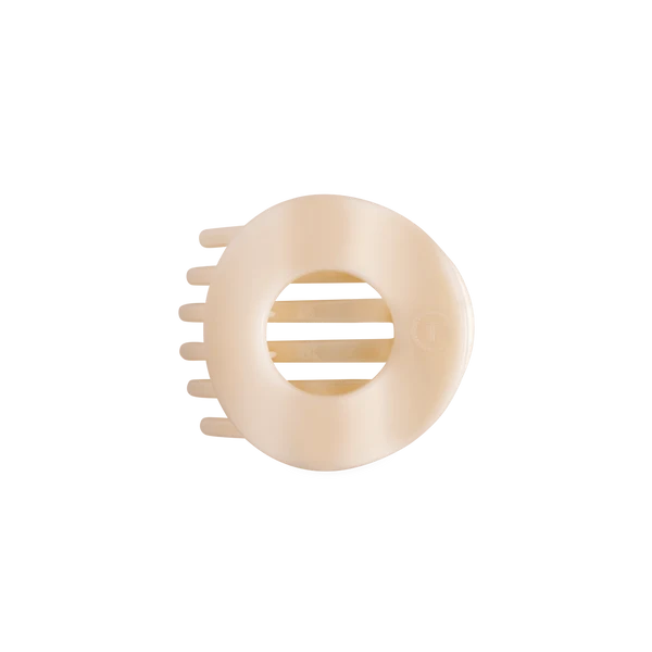 Teleties Almond Beige Medium Flat Circle Hair Clip, front view