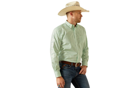 Ariat Men's Team Pierson Light Green & White Button Down Western Shirt