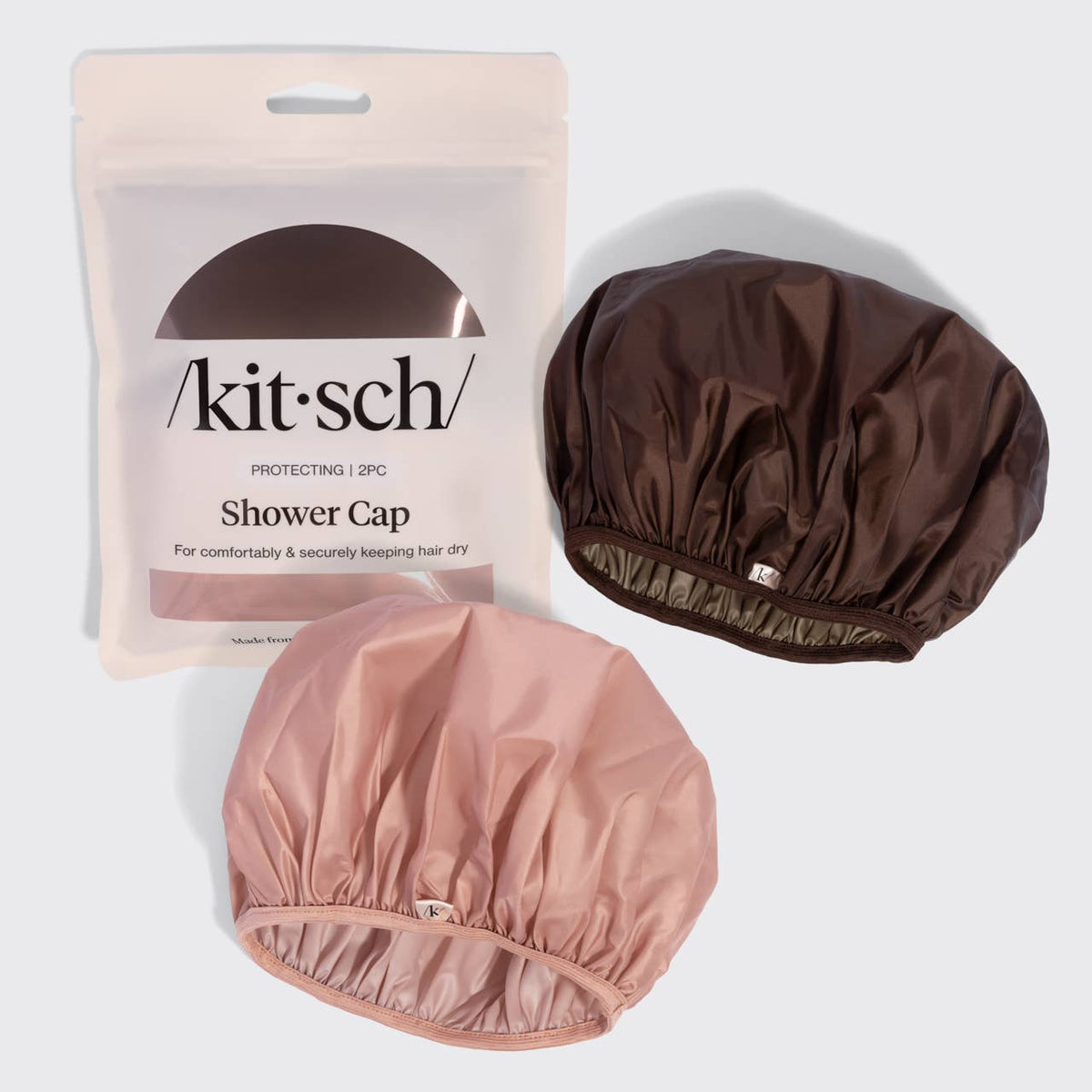 Kitsch Shower Cap 2pc Set - Terracotta and Brown