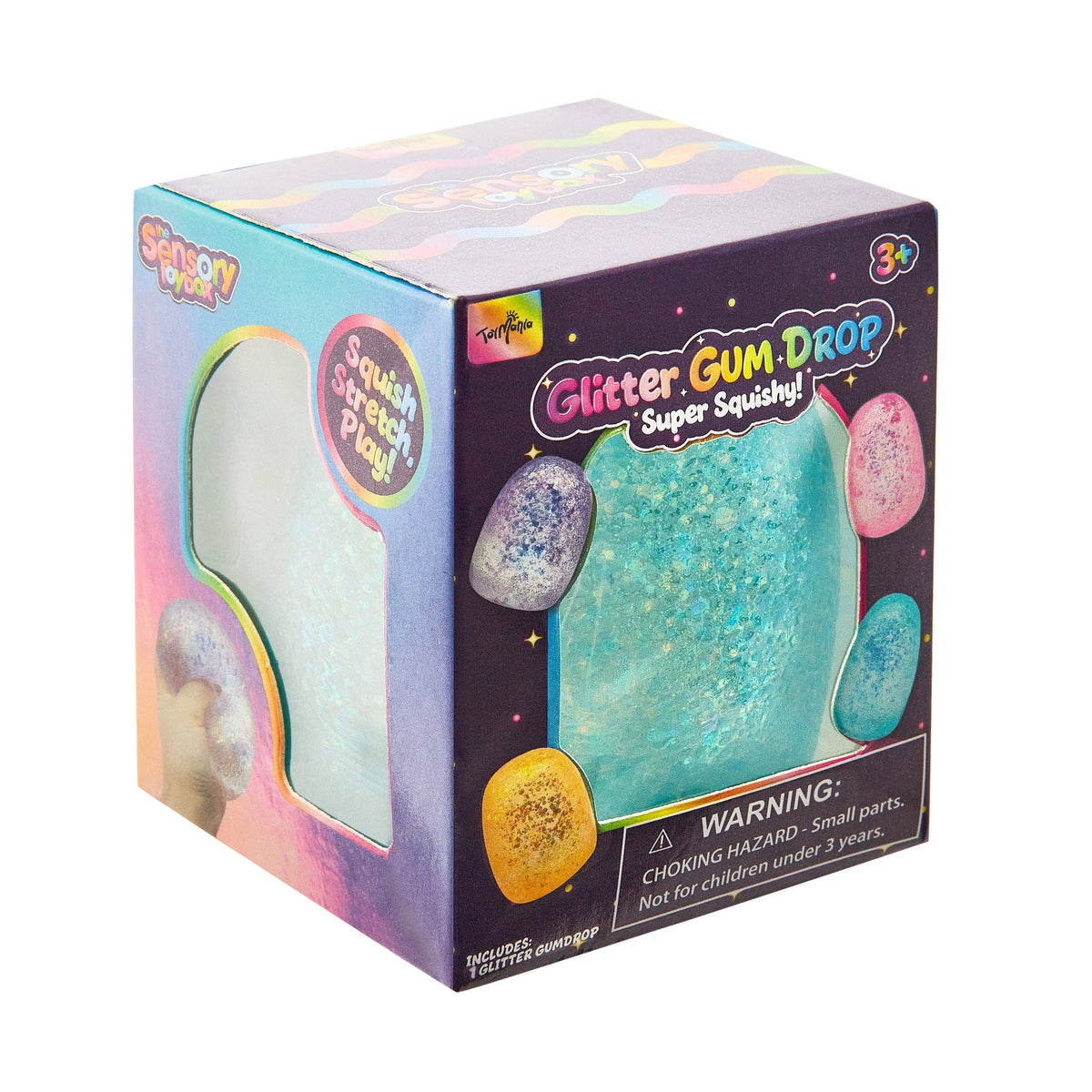 Sensory Toy Box: Squishy Glitter Gum Drops Stress Relief Fidget Toy (1pc) Ships Assorted
