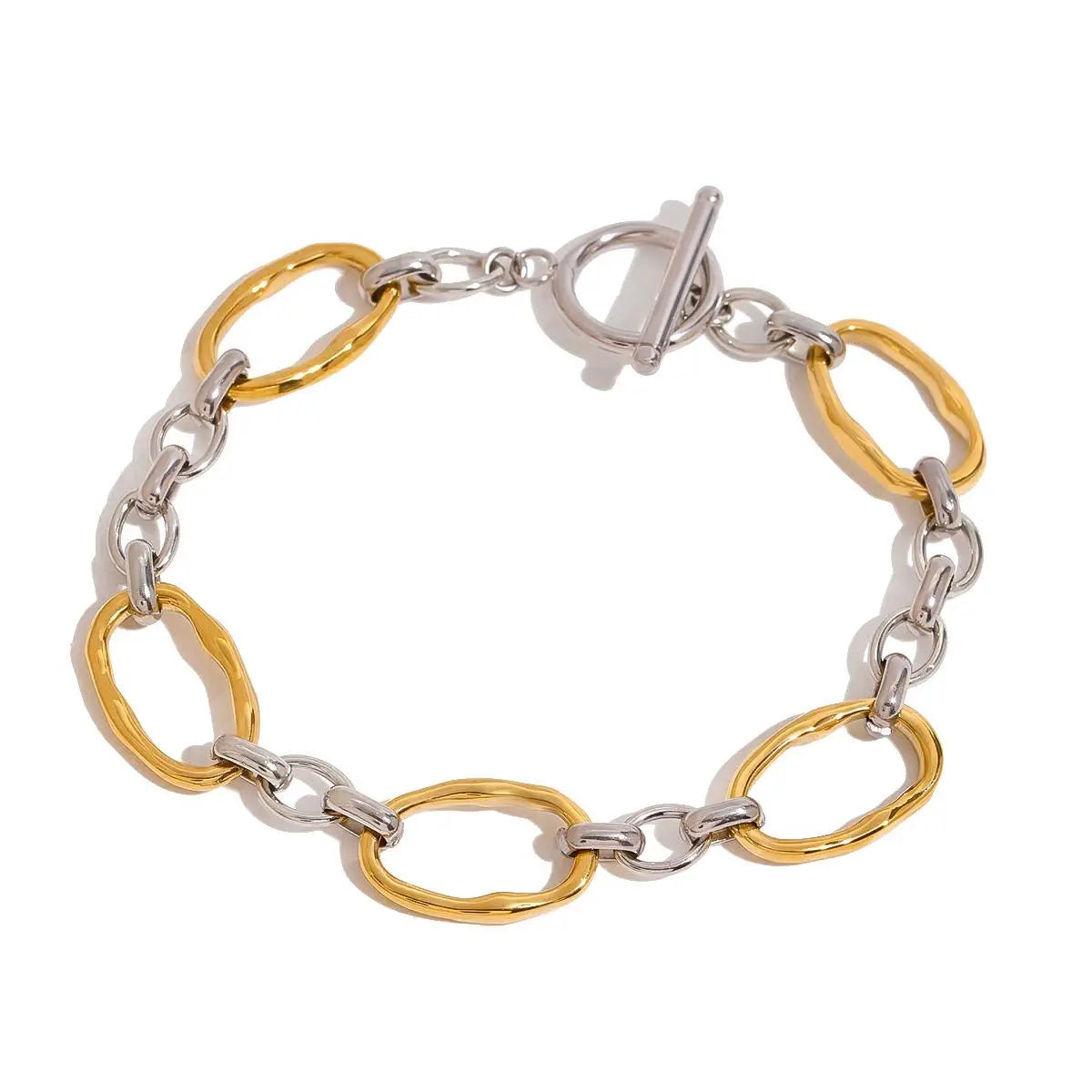 Mixed Metal Chain Link Bracelet - Water Resistant