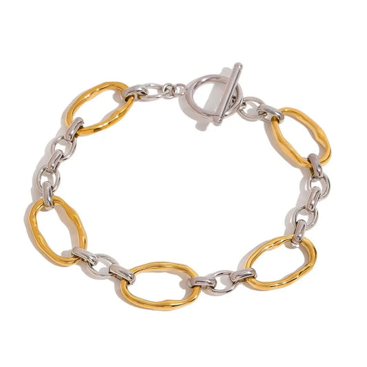 Mixed Metal Chain Link Bracelet - Water Resistant