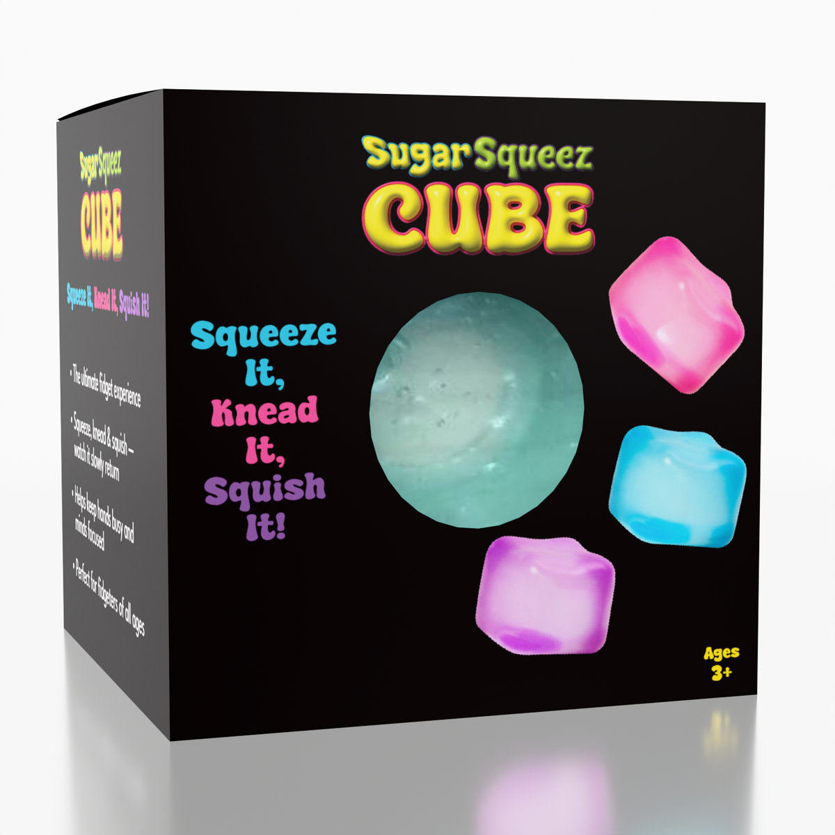 SugarSqueez Cube Mini Size Squishy Fidget Sugar Stress Ball (1pc) Color Ships Assorted