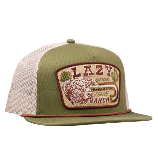 Lazy J Ranch Olive & White Brewster Classic Rope Trucker Hat