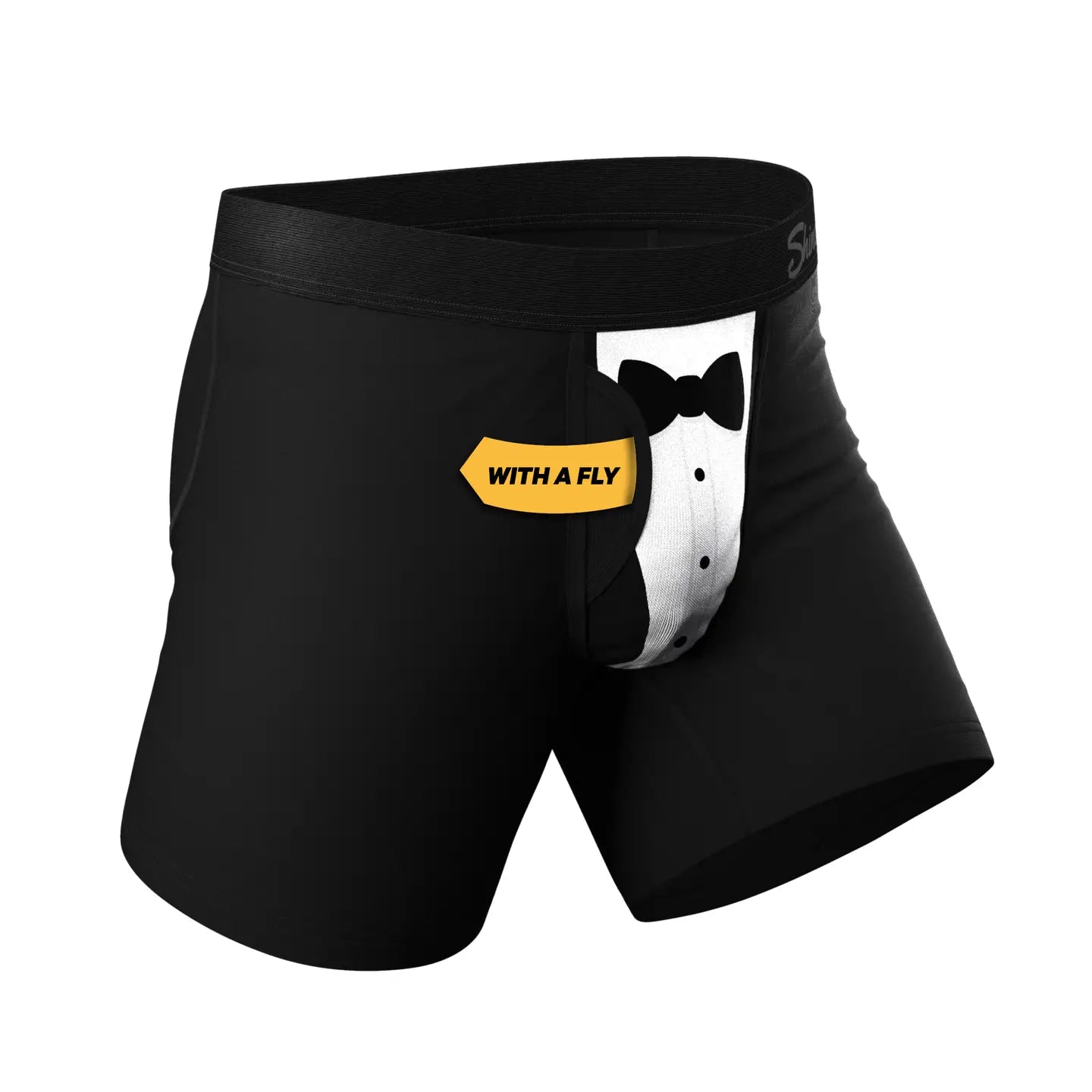Shinesty Men's Black Tuxedo Ball Hammock Pouch Underwear With Fly